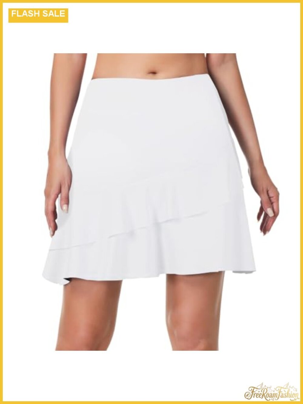 Womens Skort High Waist Built-in Short Liner Ruffle Pockets Tennis Golf